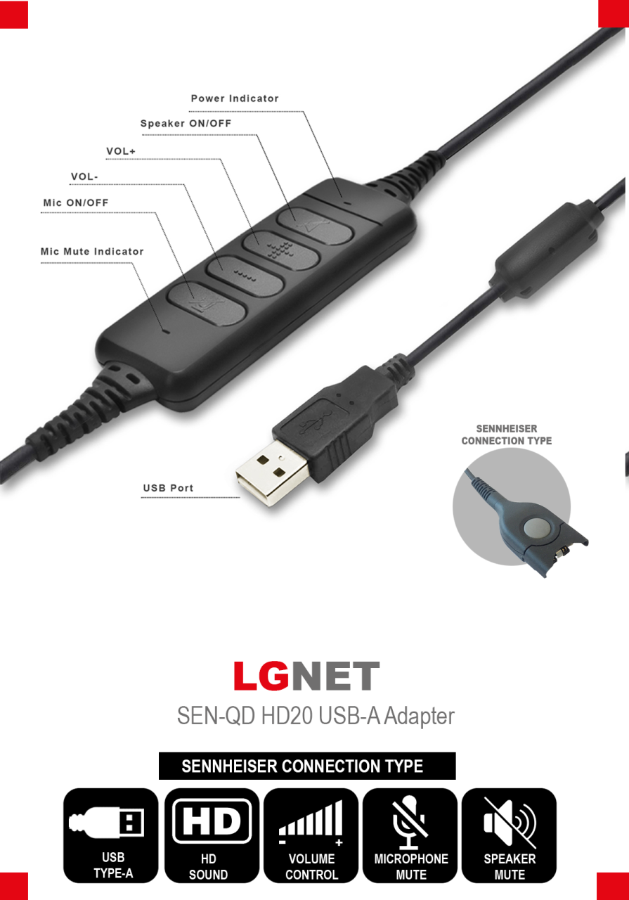 LGNET SEN QD USB –A Adapter (Sennheiser Kulaklık Uyumlu)