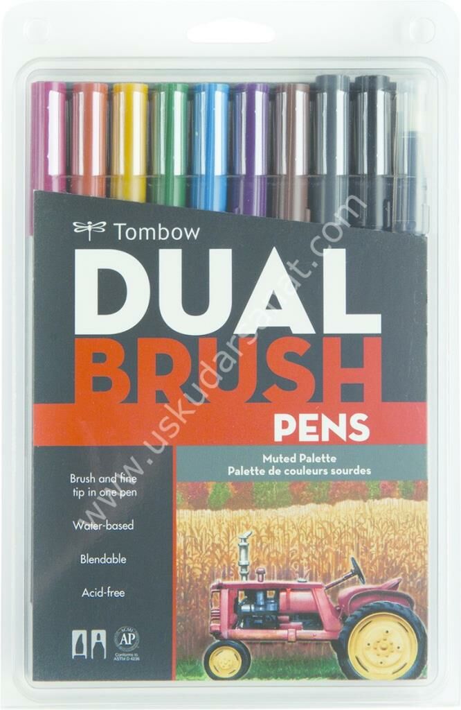 TOMBOW DUAL BRUSH PEN MUTED PALETTE 10'LU SET 56186