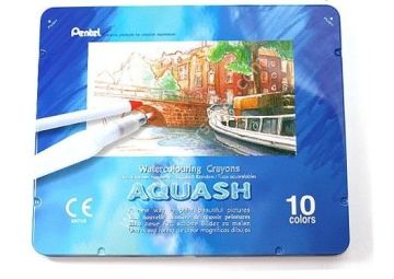 Pentel Aquash 10 Renk aquarell pastel + aqua fırça+ kalemtraş