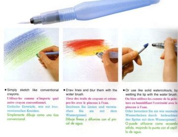 Pentel Aquash 10 Renk aquarell pastel + aqua fırça+ kalemtraş