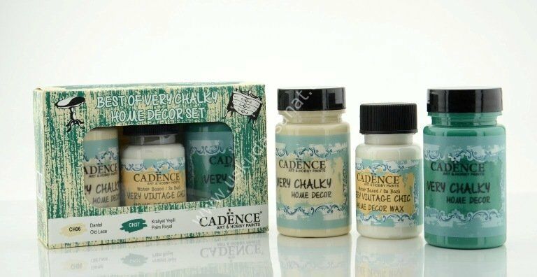 Cadence Very Chalky Home Decor Set 2 Renk 90ml+50ml Wax Dantel-Kraliyet Yeşili