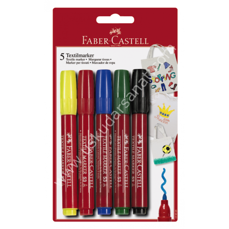 Faber Castell Tekstil Marker Kumaş Kalemi Set 5 'li