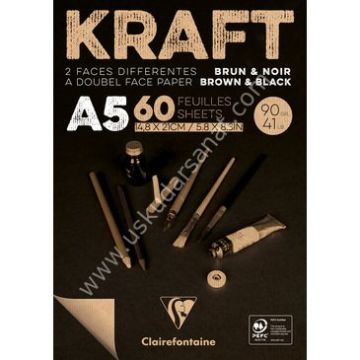 Clairefontaine Kraft & Siyah Çift Taraflı A5 90gr 60 Sayfa