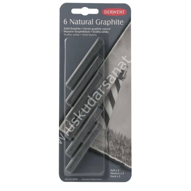 Derwent Natural Graphite - Doğal Sıkıştırılmış Kömür 6'lı Set