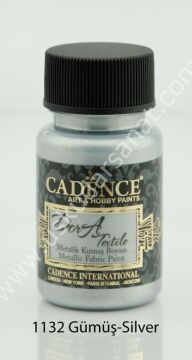 Cadence Dora Textile Metalik Kumaş Boyası 50ml 1132 Gümüş-Silver