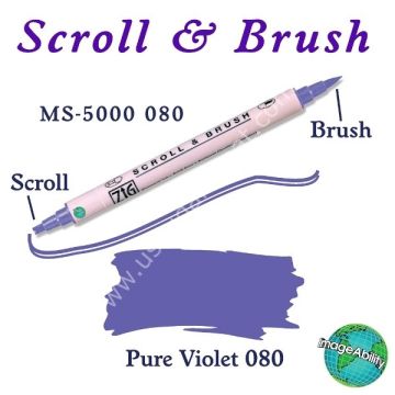 Zig Scroll & Brush Çift Çizgi ve Fırça Uçlu Kaligrafi Kalemi 080 Mor