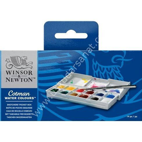 Winsor & Newton Cotman Pocket Box Tablet Sulu Boya 12 Renk + Fırça