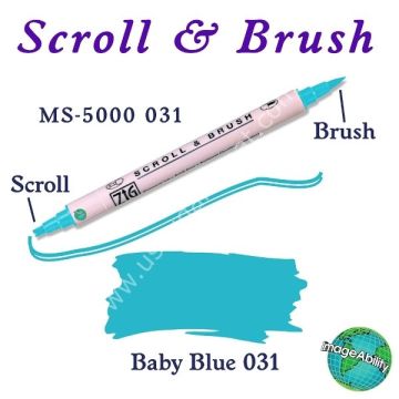 Zig Scroll & Brush Çift Çizgi ve Fırça Uçlu Kaligrafi Kalemi 031 Bebek Mavi