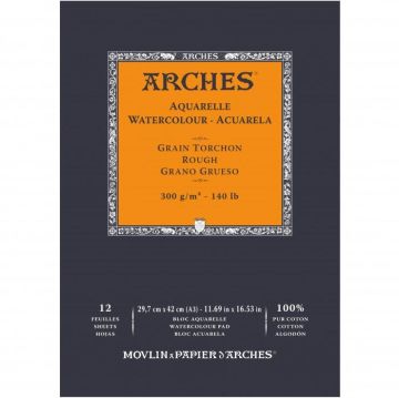 Arches Suluboya Blok Doğal Beyaz Dokulu 140lb 300gr 21x29,7 A4 12 Yaprak