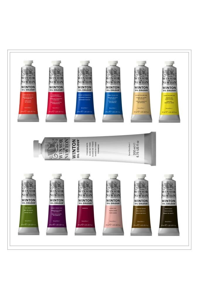 Winsor & Newton Winton 12 Renk 37ml + 200 Ml. Titanium White Premium Yağlıboya Seti