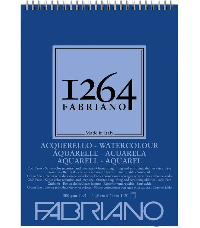 Fabriano 1264 Suluboya Defteri Spiralli 300 gr. 20 Yp. A5