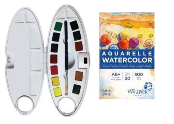 Pebeo Watercolor Oval Dizayn Aquarell 12''li Set Defter Hediyeli