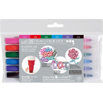 Zig Clean Color Dot Çift Taraflı  6 lı set