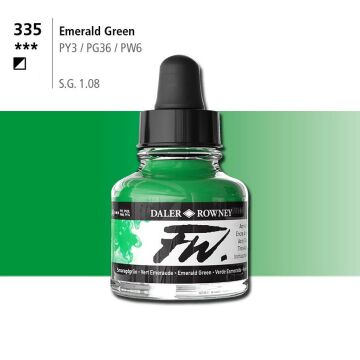 Daler Rowney Fw Acrylic Artisits Ink 29.5 ml Damlalıklı Cam Şişe Emerald Green 335