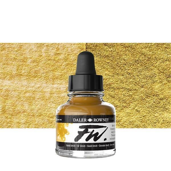 Daler Rowney Fw Acrylic Artisits Ink 29.5 ml Damlalıklı Cam Şişe Shimmering Gold 709