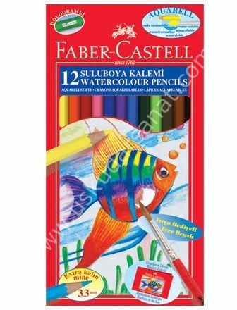 Faber Castell Aquarell Boya Kalemi 12 Renk Tam boy Set