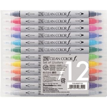 Zig Clean Color f Çift Uçlu Kalem 12 Renk Set