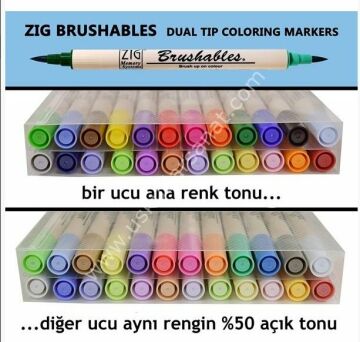 Zig Brushables 2 Renk Tonu Fırça Uçlu Marker Kalem 24 RENK SET