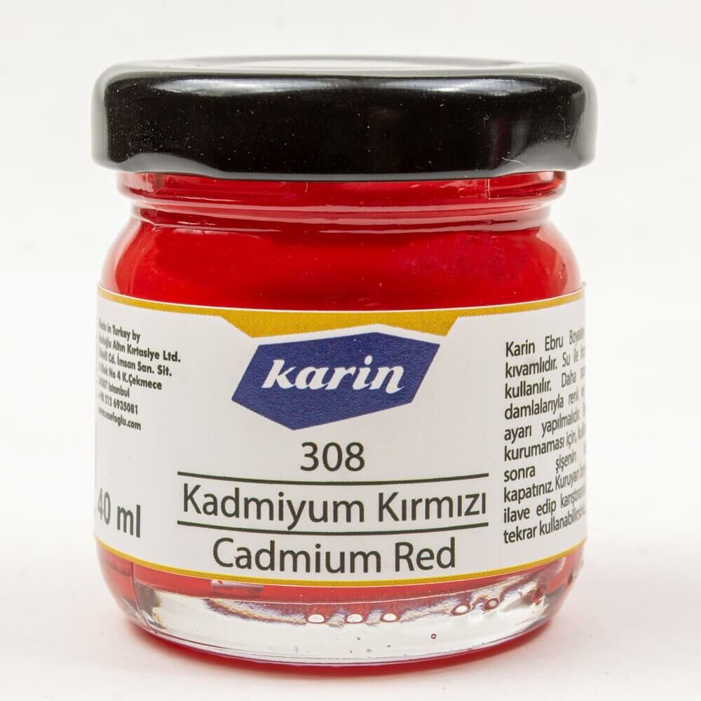 Karin Ezilmiş Ebru Boyası 40ml 308 Kadmiyum Kırmızı