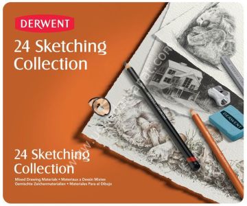 Derwent Sketching Collection Çizim Kalemi Seti 24'lü Teneke Kutu