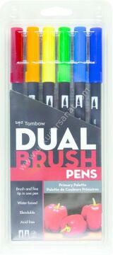 TOMBOW DUAL BRUSH PEN PRİMARY PALETTE 6'LI SET 56162