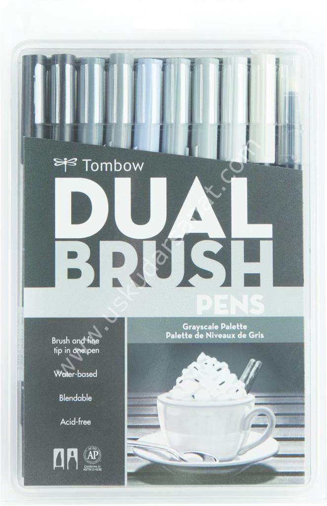 TOMBOW DUAL BRUSH PEN GRAYSCALE PALETTE 10'LU SET 56171