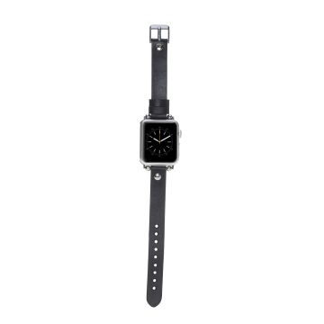 Bouletta Apple Watch Uyumlu Deri Kordon 38-40-41mm ST RST1 Siyah