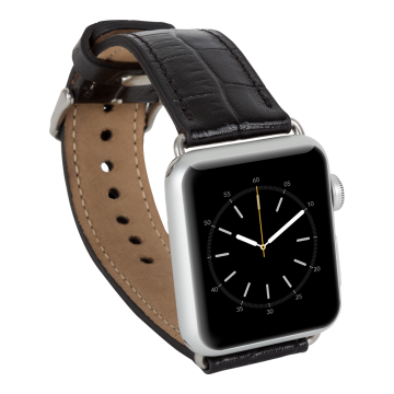 Bouletta Apple Watch Uyumlu Deri Kordon 42-44-45mm Kroko Siyah