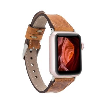 Bouletta Apple Watch Uyumlu Deri Kordon 38-40-41mm Slim G19 Taba