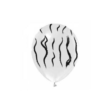 TZB8075 Zebra Baskılı Beyaz Balon 12 inç 8'li -Balonevi