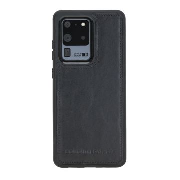 Samsung Galaxy S20 Ultra Uyumlu Deri Arka Kapak RST1 Siyah