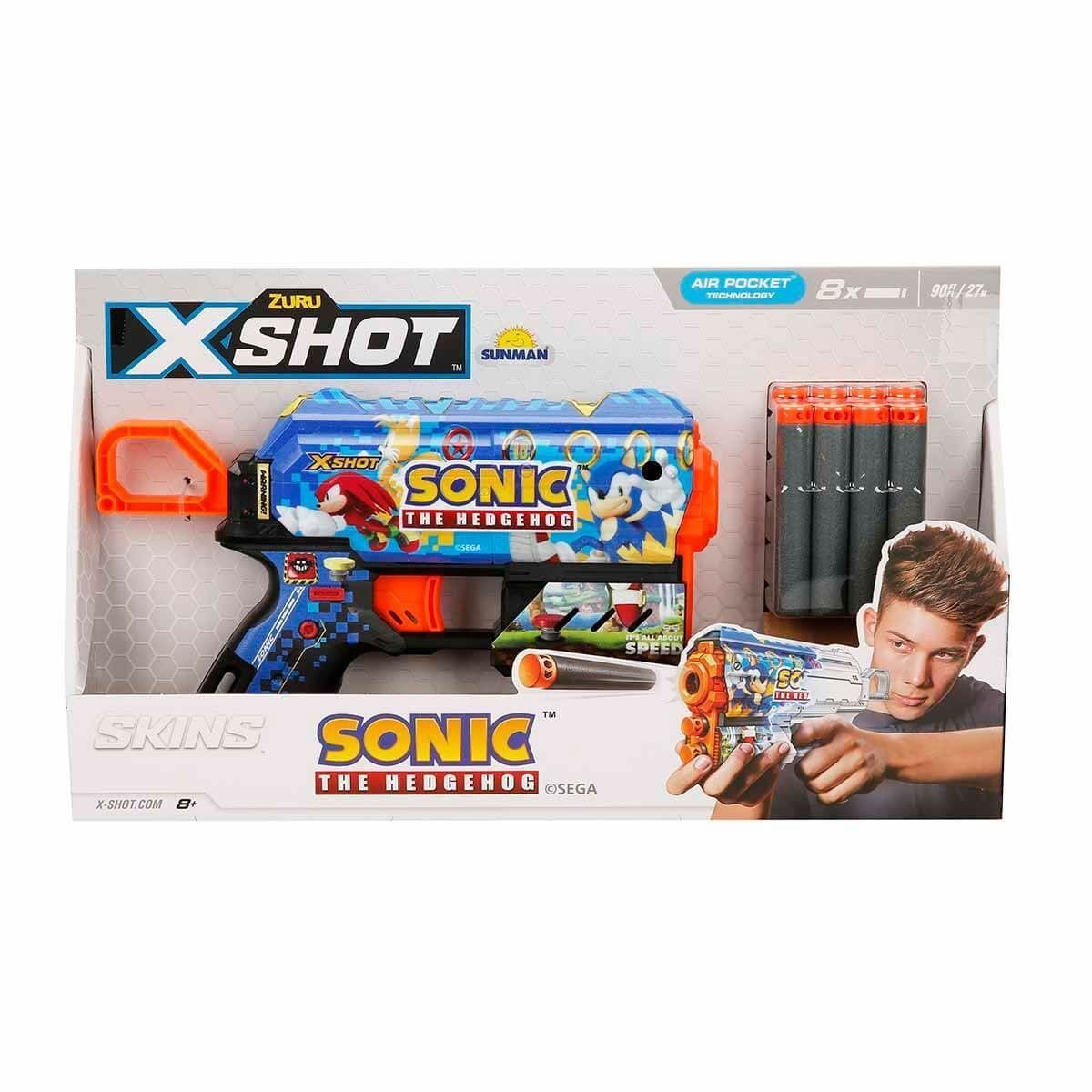 36648 X-Shot Skins Flux Sonic The Hedgehog 8 Mermili Sünger Dart Atan Silah 21 cm