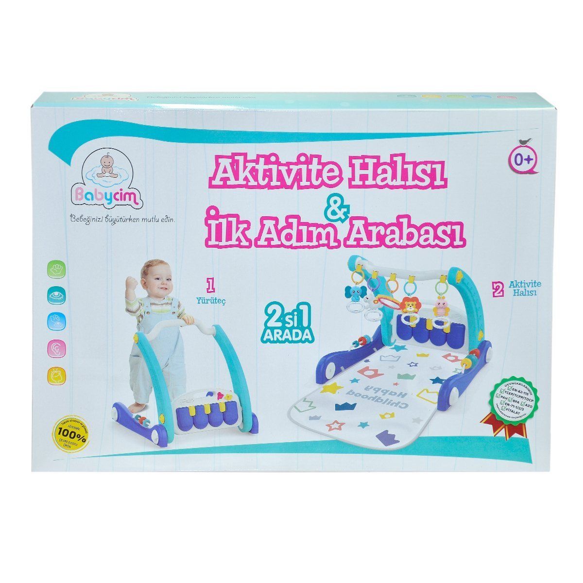 E0633 Aktivite Halısı&İlk Adım Arabası 2IN1 -Mavi ,Birlik