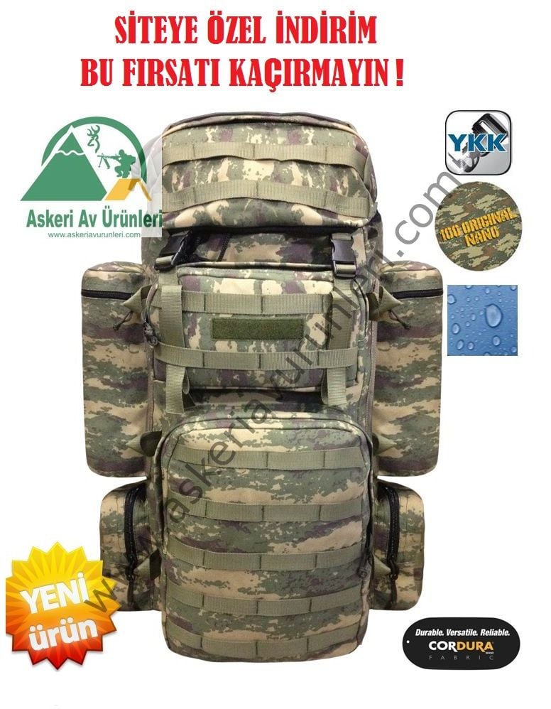 Military Combat Bag 90 + 10 Lt Nano Camo Sırt Çantası