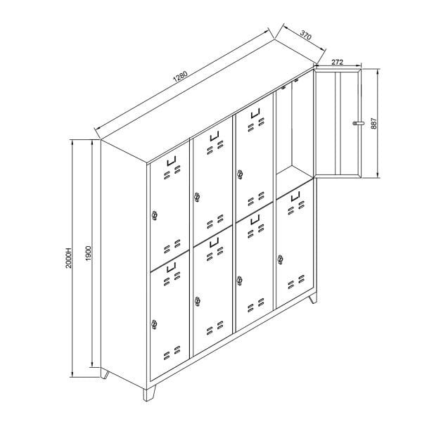 Sekizli Personel Soyunma Dolabı