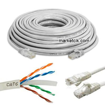 Marketcik Cat6 Ethernet Kablosu 23 AWG Uçları Hazır İnternet Kablosu-15 metre