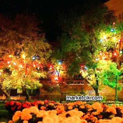 Marketcik Yuvarlak Sarı Renk Park Bahçe Ağaç Feneri Işığı