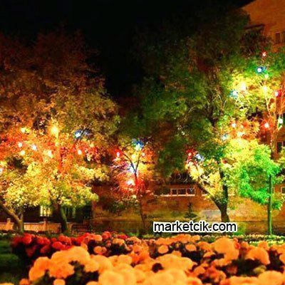 Marketcik Lacivert Renk Park Bahçe Ağaç Feneri Işığı