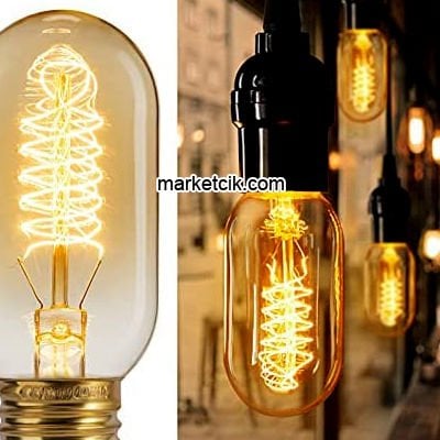 Edison Flemanlı Dekoratif Rustik Ampul 40 Watt E27 Duy, 11cm T45 Gemici Burgulu Tüp Ampul Modeli