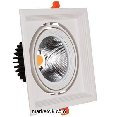 Marketcik 20 Watt Sıva Beyaz Siyah Tekli Led Spot Armatür Beyaz-Günışığı Işık