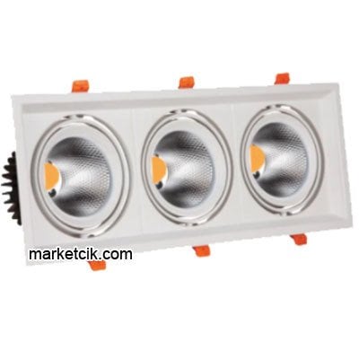 Marketcik 3x15 Watt Sıva Altı Beyaz Üçlü Led Spot Armatür Beyaz-Günışığı Işık