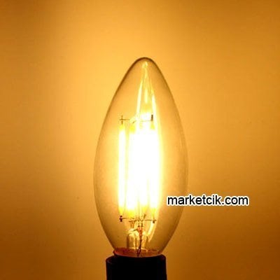 Dekoratif 4 Watt Led Rustik Mum Ampul Düz Model E14 Duy