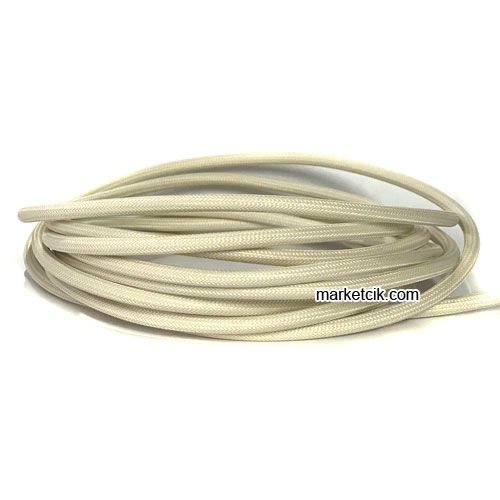 Marketcik 2x0,50mm Beyaz Renk Dekoratif Örgülü Kumaş Kablo, 1 Metre