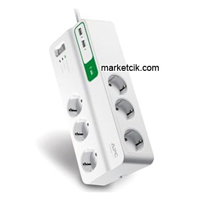 Schneider Electric APC PM6U-GR 6 lı USB li Akım Korumalı Kablolu Grup Priz