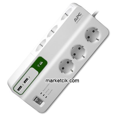 Schneider Electric APC PM6U-GR 6 lı USB li Akım Korumalı Kablolu Grup Priz