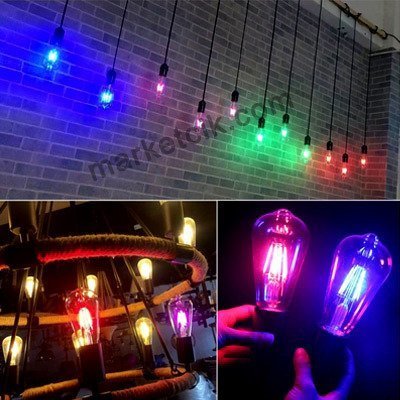 Edison Dekoratif Mavi Led Rustik Ampul 4 Watt E27 Duy, ST64 Oval Armut Ampul Modeli