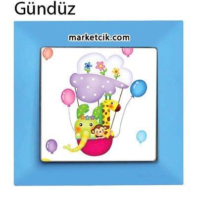 Mutlusan Candela Kids Balloon Mavi Tekli Anahtar Priz