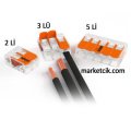 Wago 221-415 TTR Kablo İçin 5 li Şaffaf Kompakt Çok Amaçlı Klemens, 25 Adet