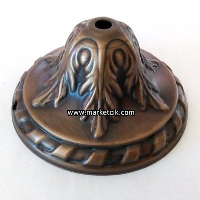 Marketcik Abajur, Masa Lambası İçin Desenli Eskitme Metal Taban 16 cm