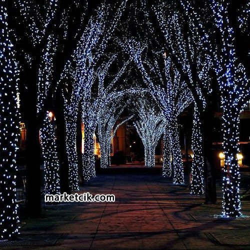 Marketcik 10 Metre Dış Mekan Ağaç Işıklandırma Sabit Led Işık Beyaz Kablo